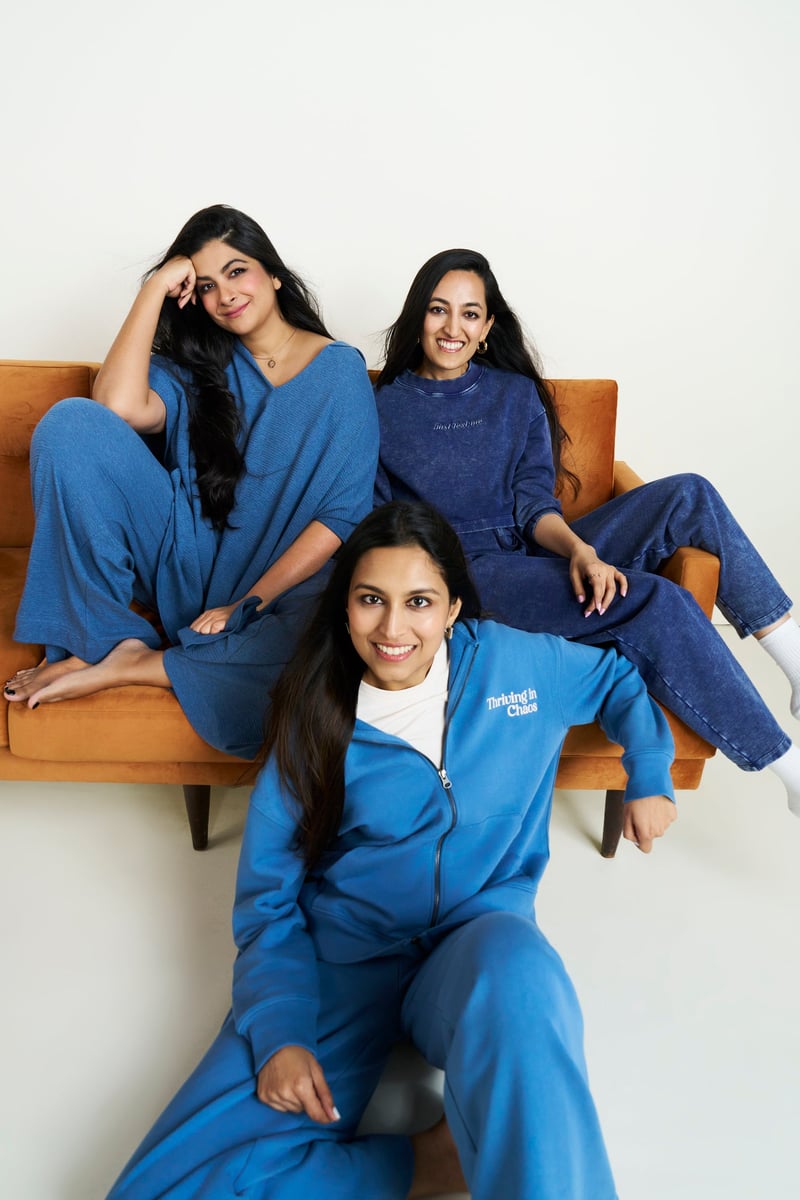 Cloudy Blue Cotton Terry Wide-Leg Trackpants