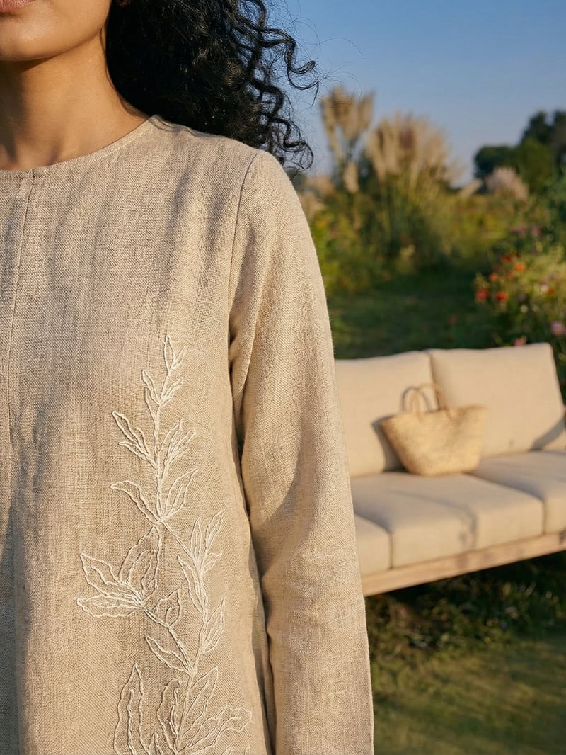 Sandalwood Embroidered Tunic and Check Pants Co-ord Set
