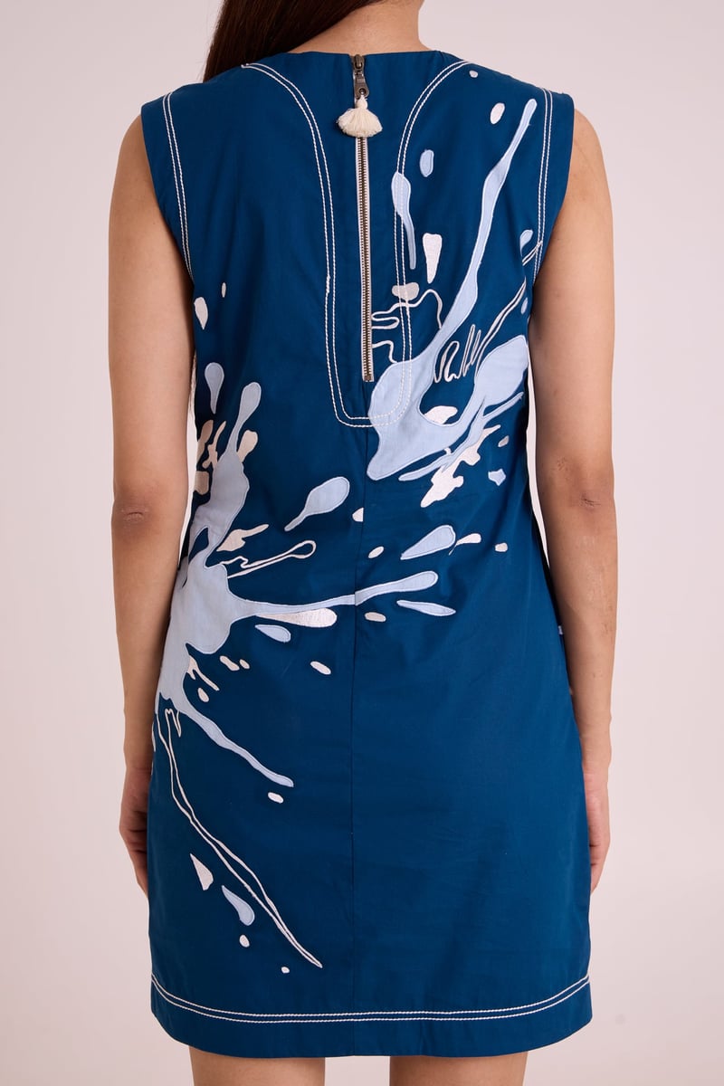 Cobalt Blue Applique Mini Shift Dress