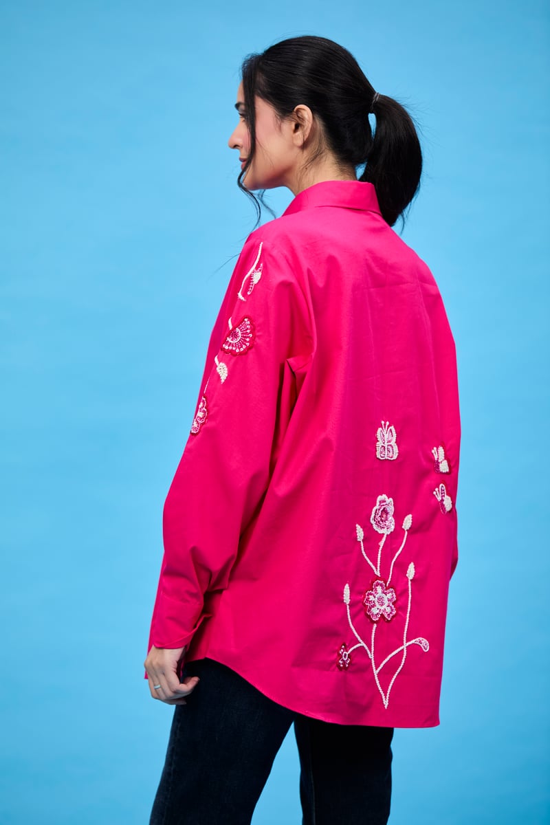 Rani Pink abstract floral shirt