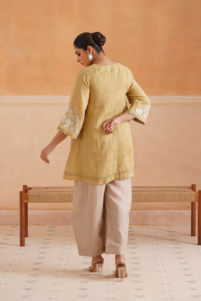 Luna Pure Linen Embroidered Matching Set