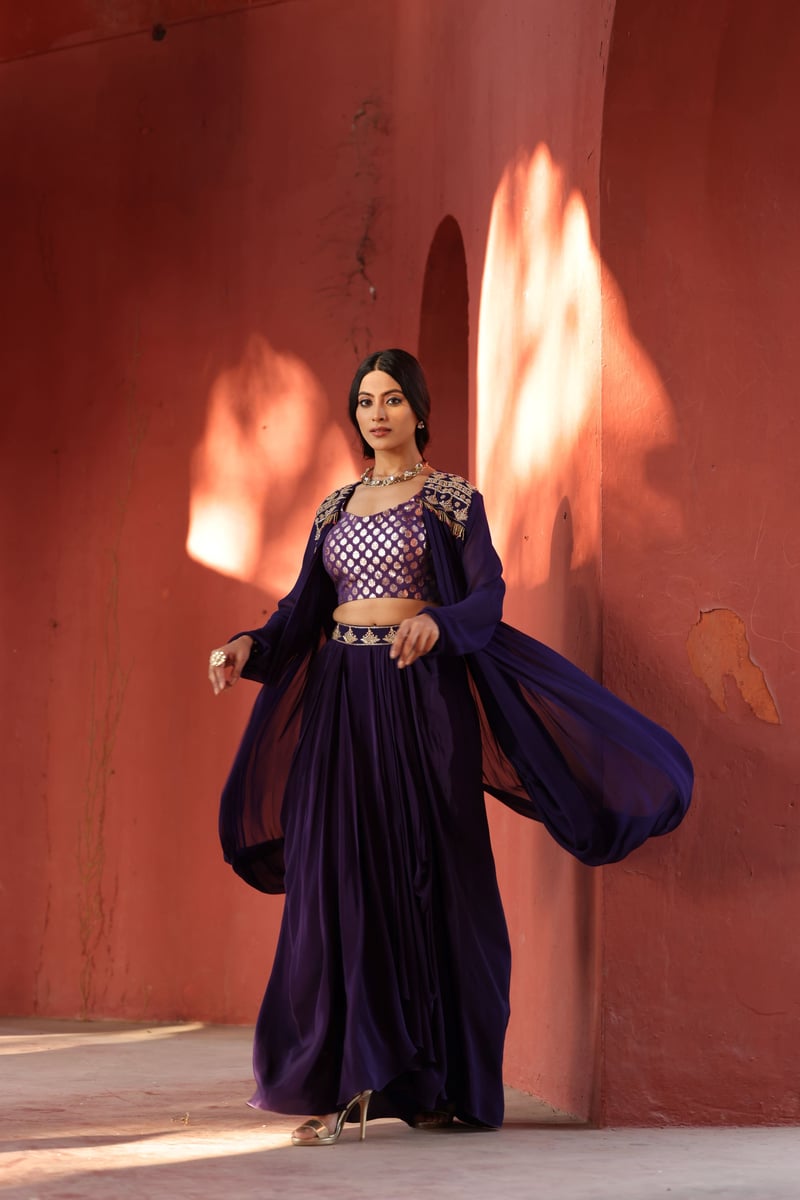 Purple Chanderi Dhoti Set