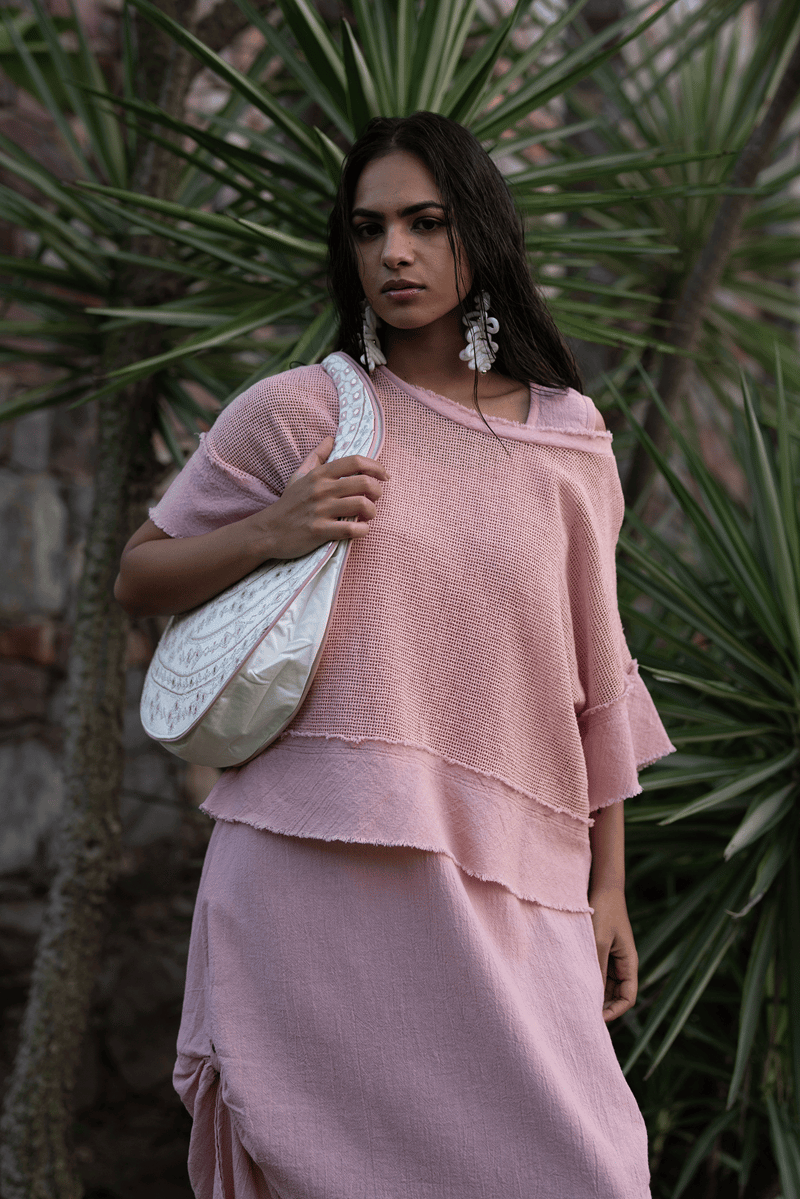 Salmon Pink Cotton Gauze Sleeveless Maxi Dress
