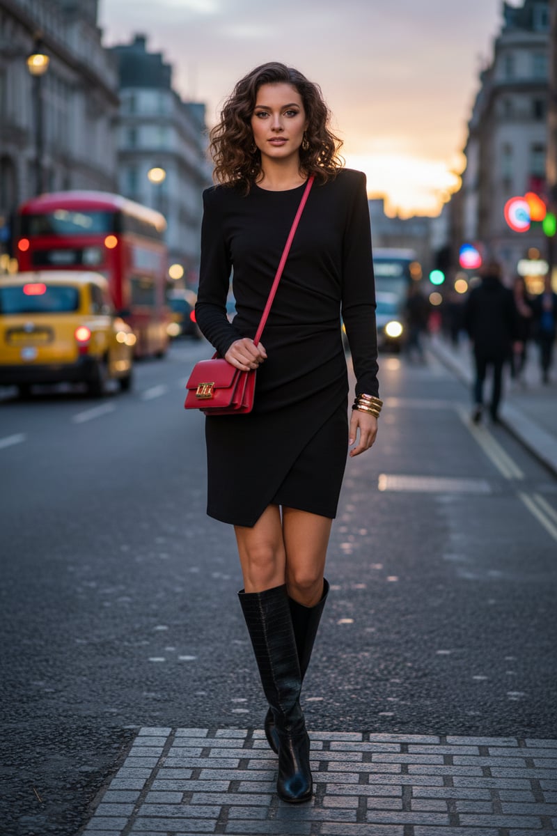Black Bodycon Mini Dress with Draped Waist
