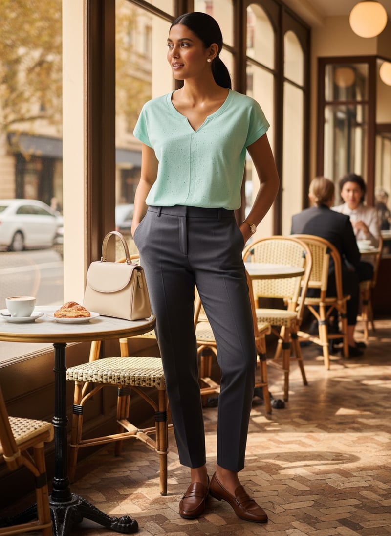 Bright Blue Notch Neck Regular Fit T-Shirt
