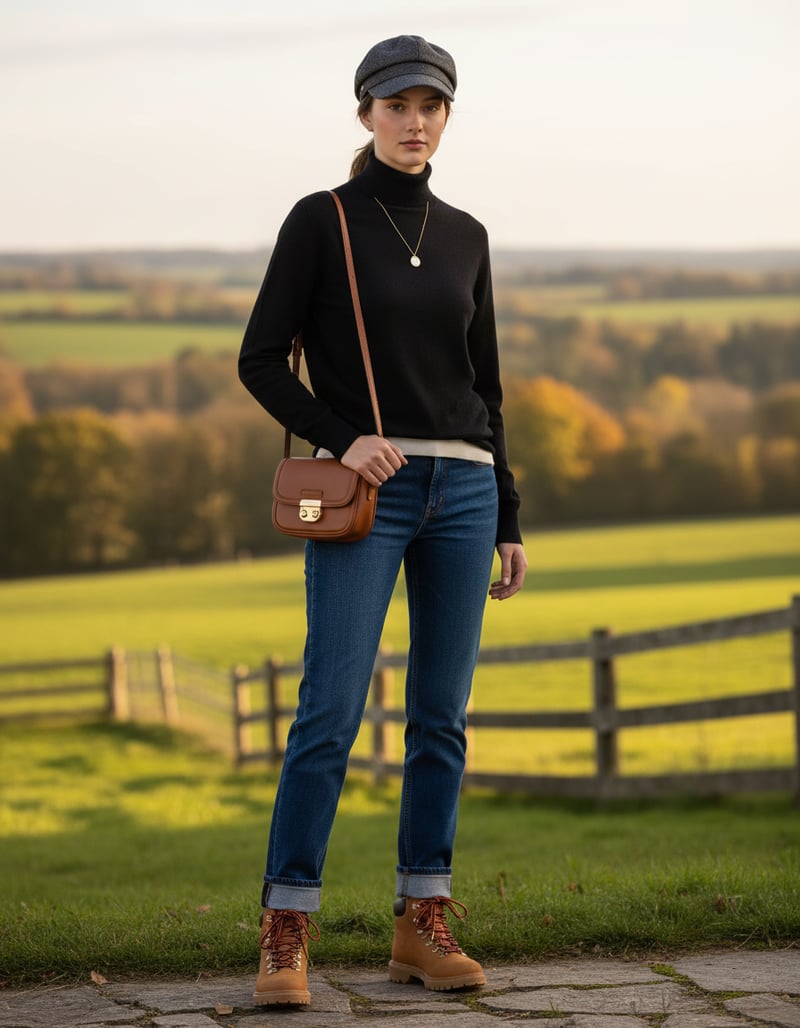 Black Rib-Knit Turtleneck Sweater