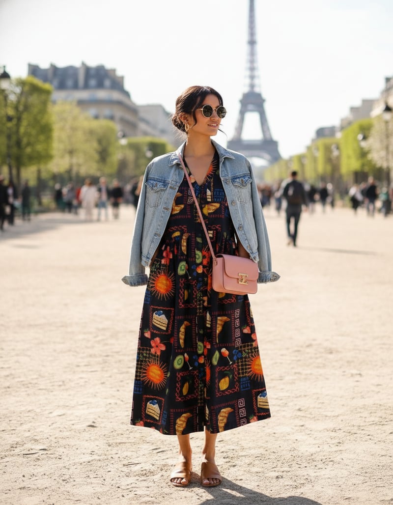 Multicolor Aloha Print Sleeveless Button-Front Midi Dress