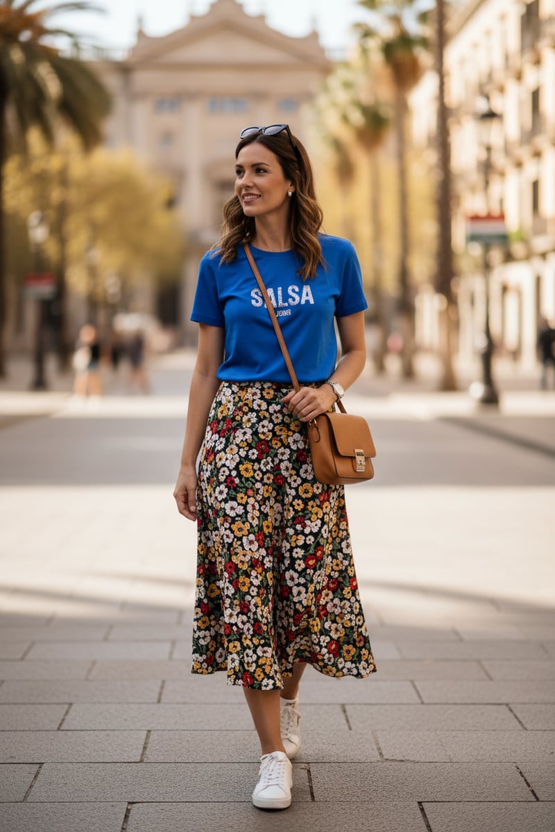 Dark Blue Logo T-Shirt with Shiny Bead Detail