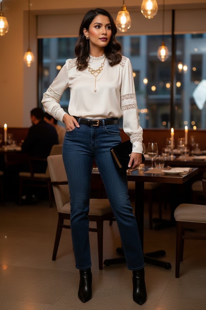 Medium Wash High-Rise Straight-Leg Jeans