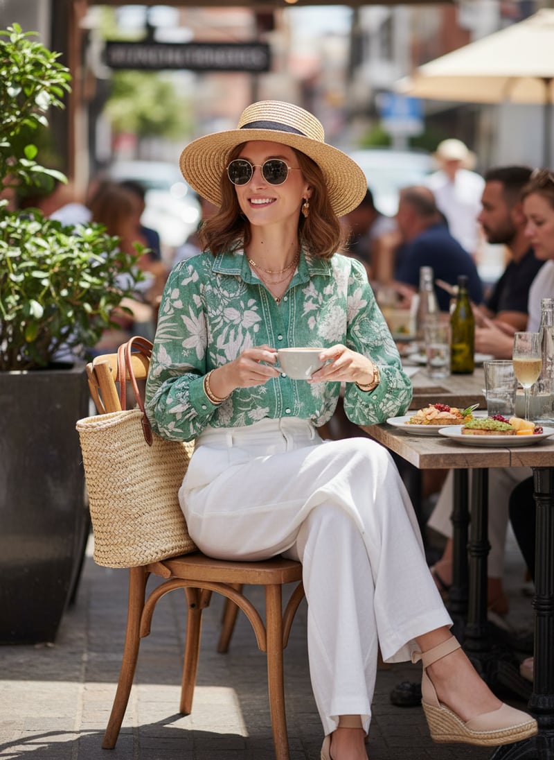 Green Floral Printed Button-Down Shirt