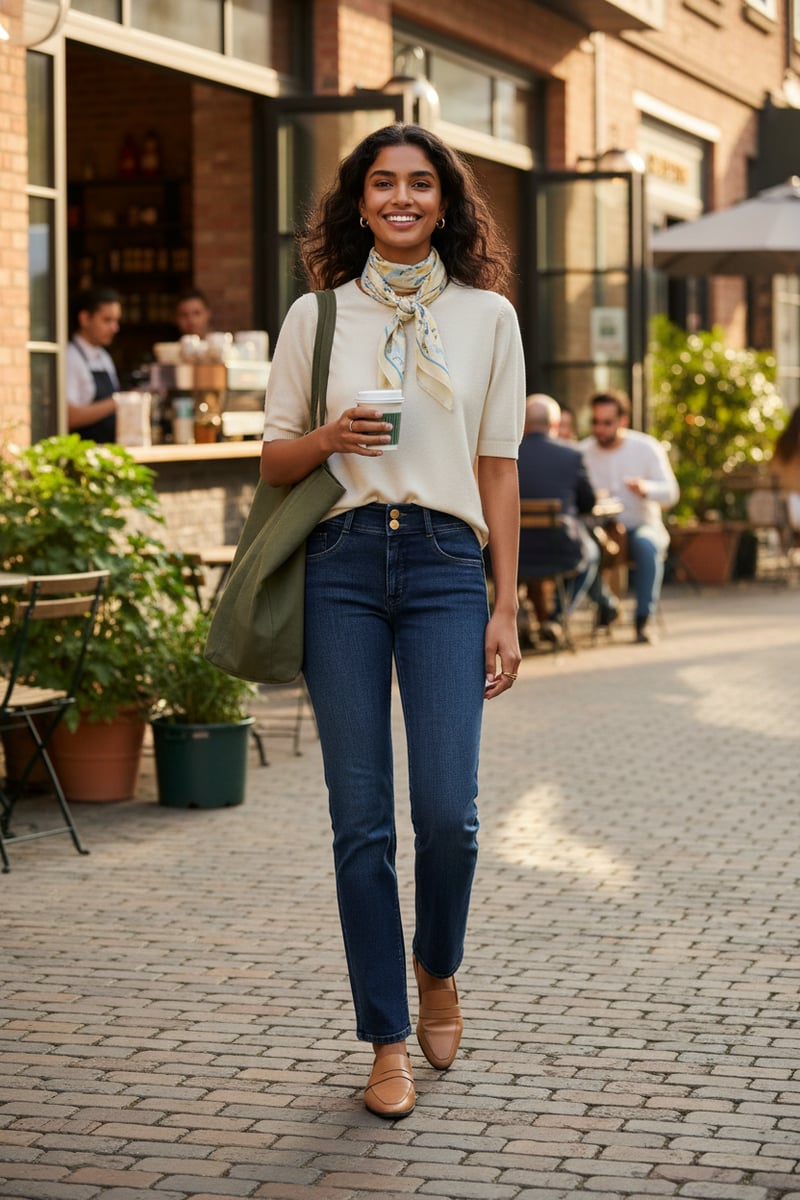 Medium Wash High-Rise Straight-Leg Jeans