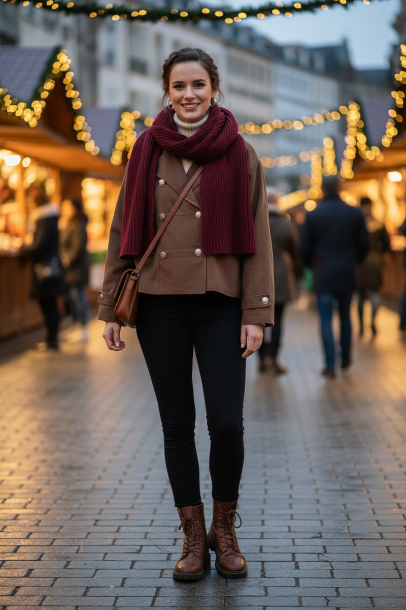 Brown Double-Breasted Tailored Jacket