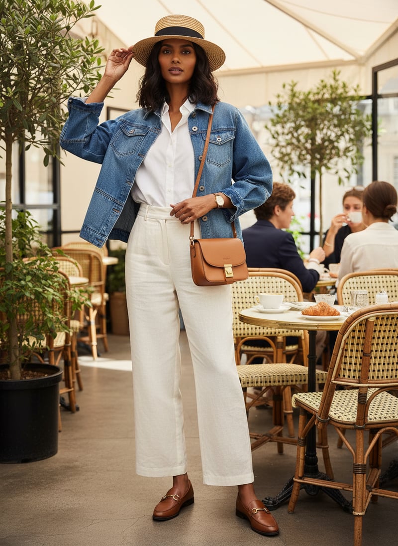 Mid Denim Button-Front Denim Jacket with Chest Pockets