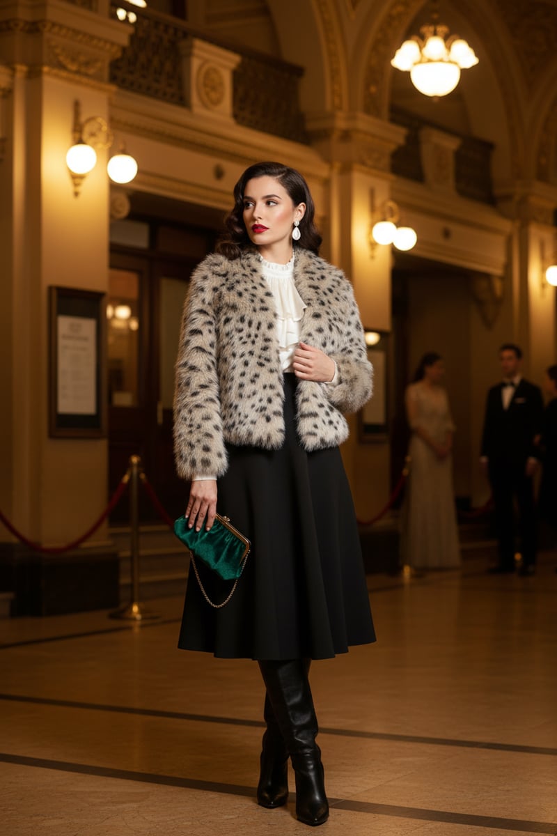 Beige Leopard Faux-Fur Cropped Jacket