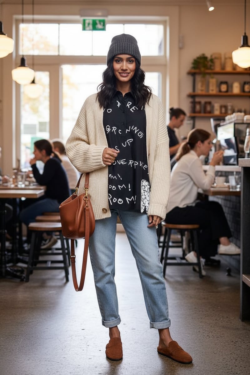 Black Oversized Scribble Print Poplin Shirt