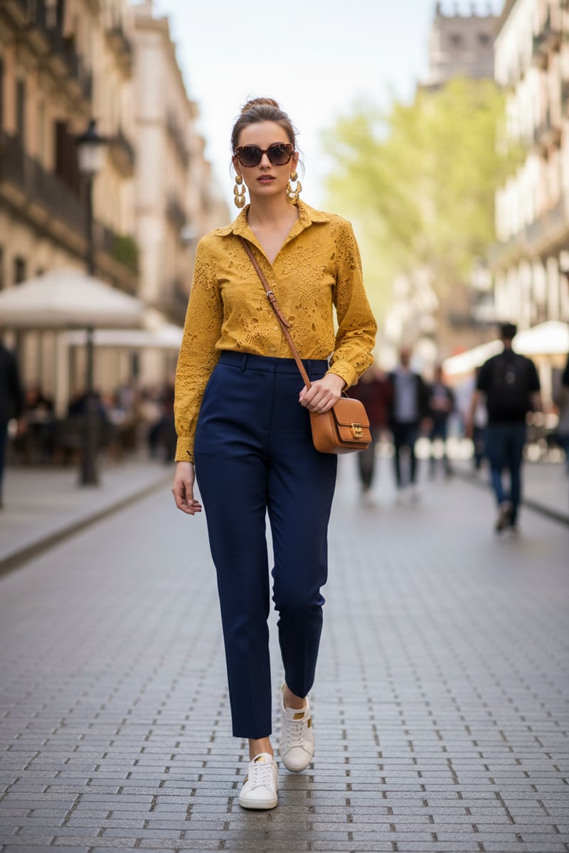 Yellow Cutwork Oversized Shirt