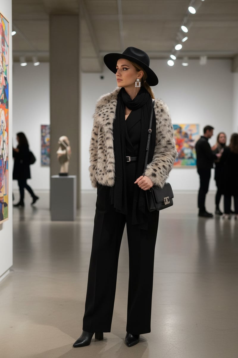 Beige Leopard Faux-Fur Cropped Jacket