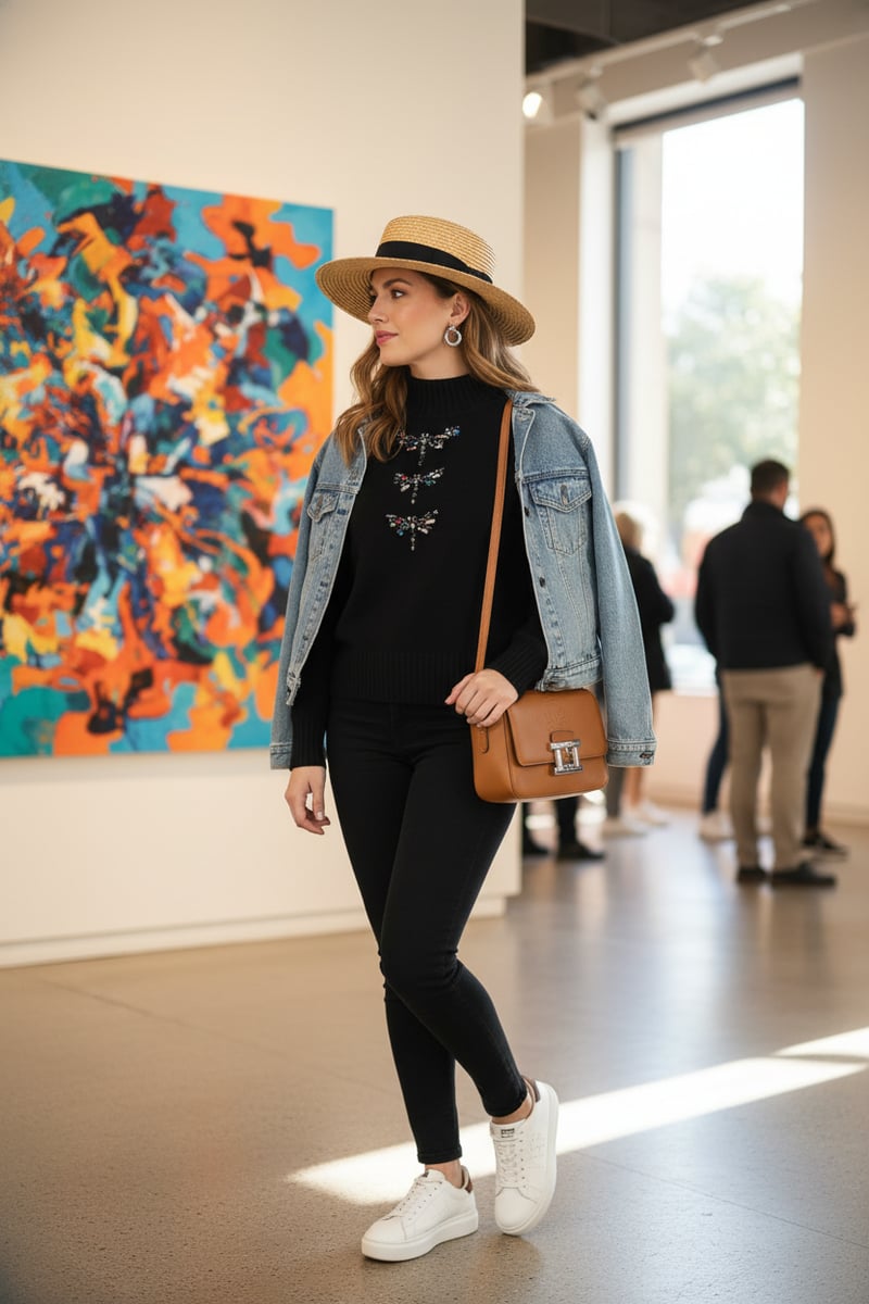 Black High Neck Crystal Embellished Pullover Sweater
