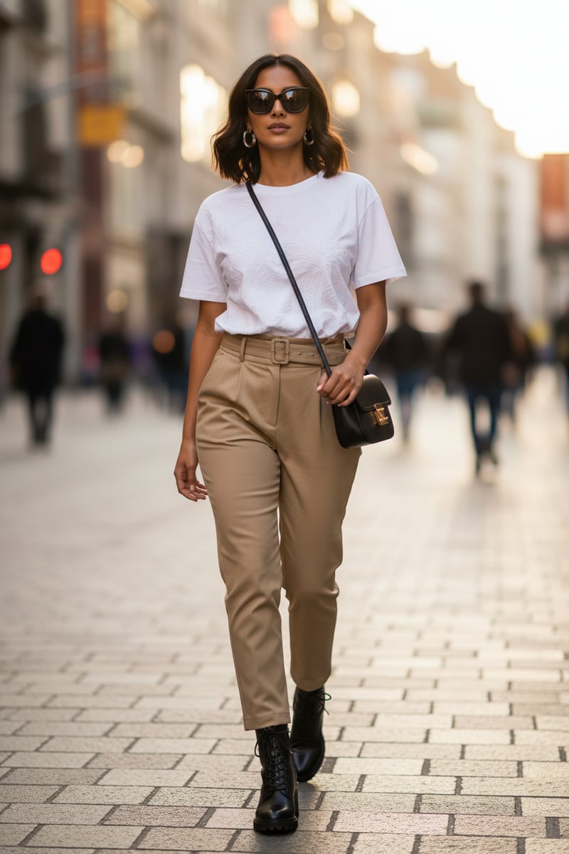 White Cotton Jersey T-Shirt with Tonal Embroidery