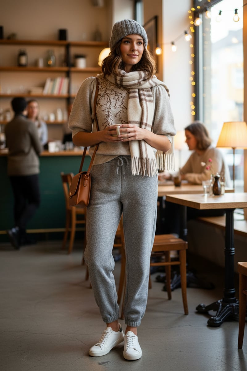 Ivory Embellished Puff Sleeve Pullover Sweater