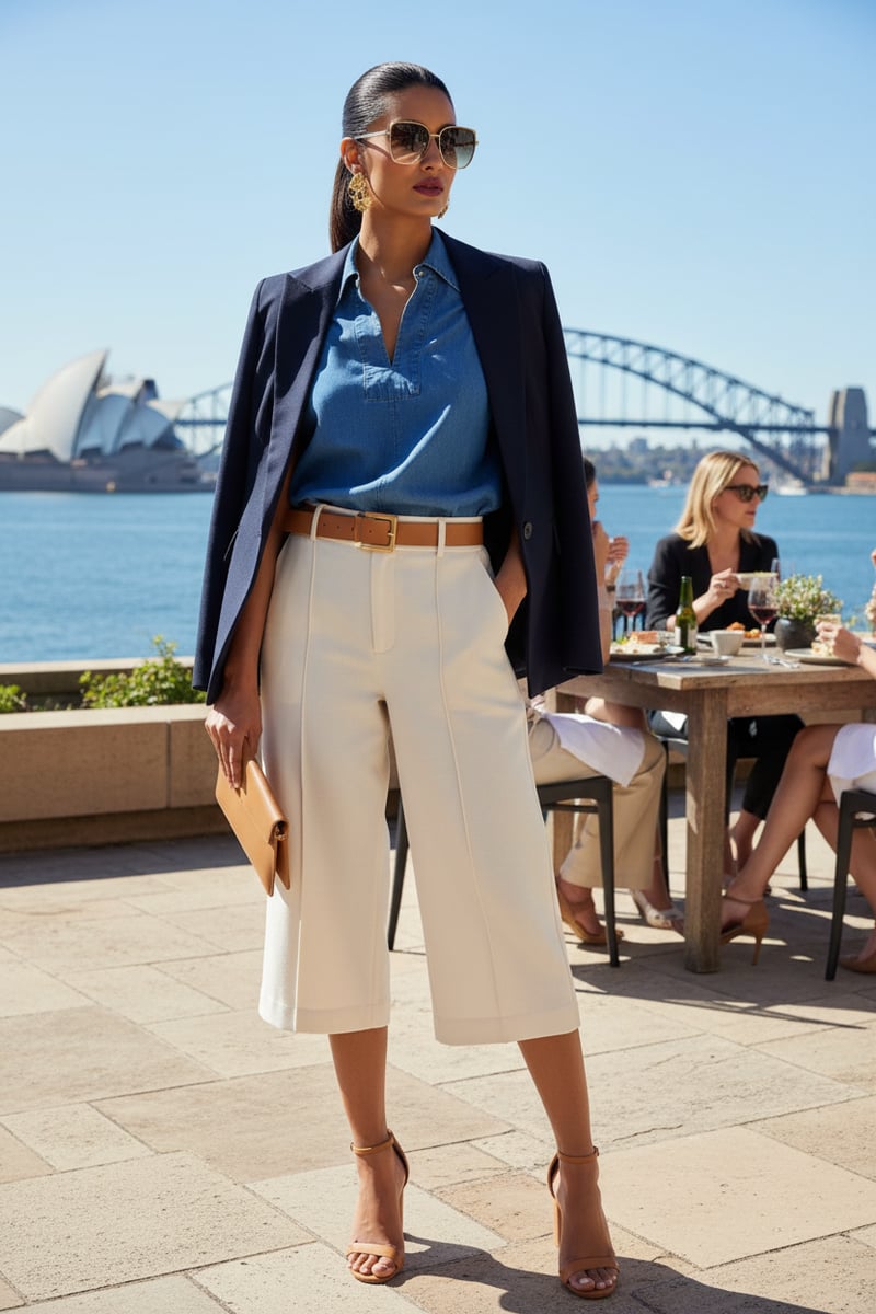 Light Wash Sleeveless Collared V-Placket Top
