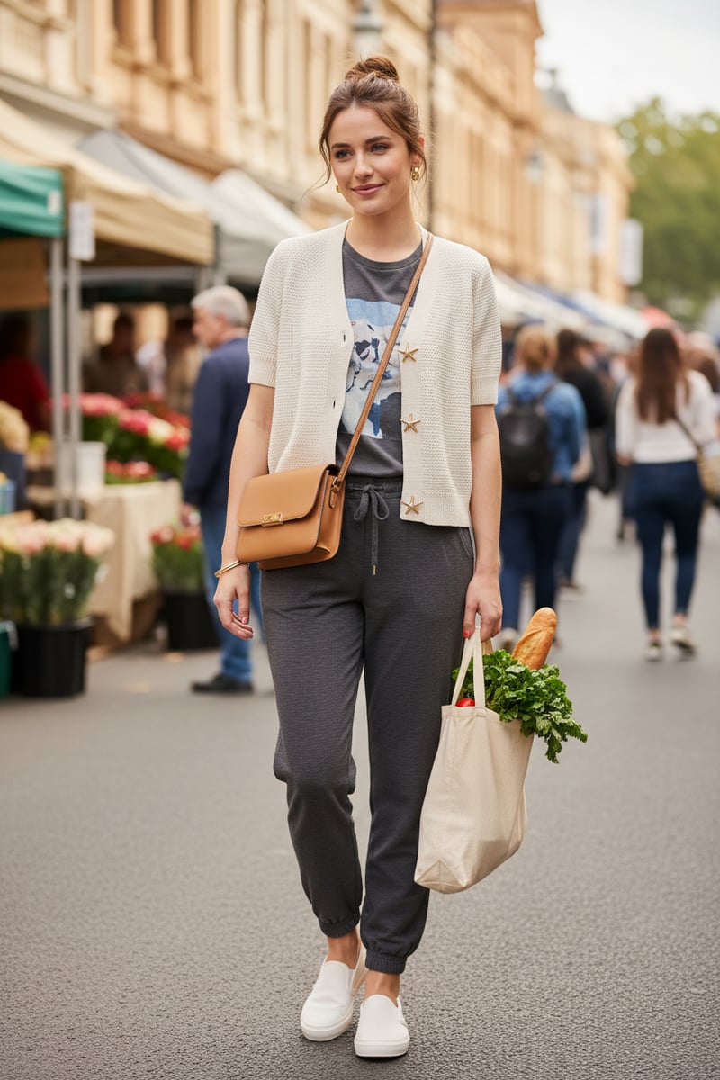 Beige V-Neck Cropped Button-Front Knit Cardigan