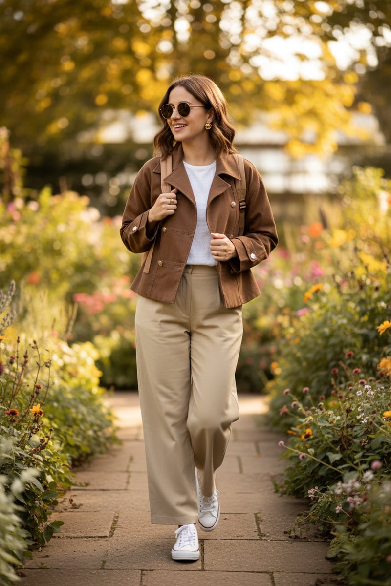 Brown Double-Breasted Tailored Jacket