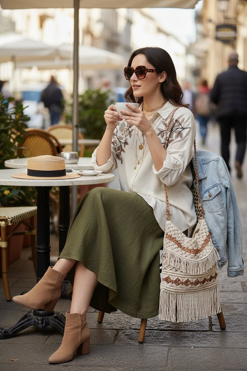 Natural Beige Embellished Longline Shirt