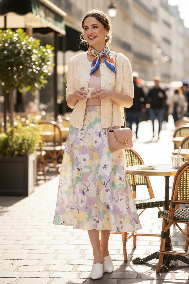 Beige Floral Textured Button-Front Cardigan