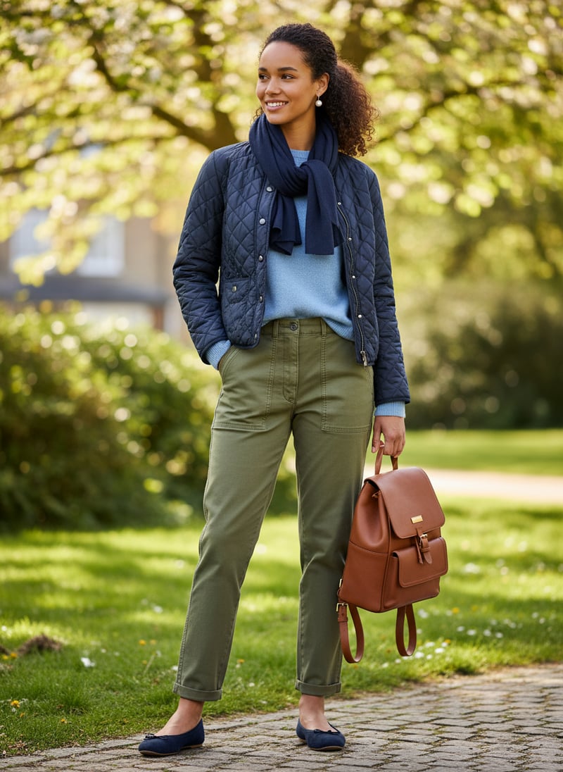 Khaki Green Relaxed-Fit Chino Trousers