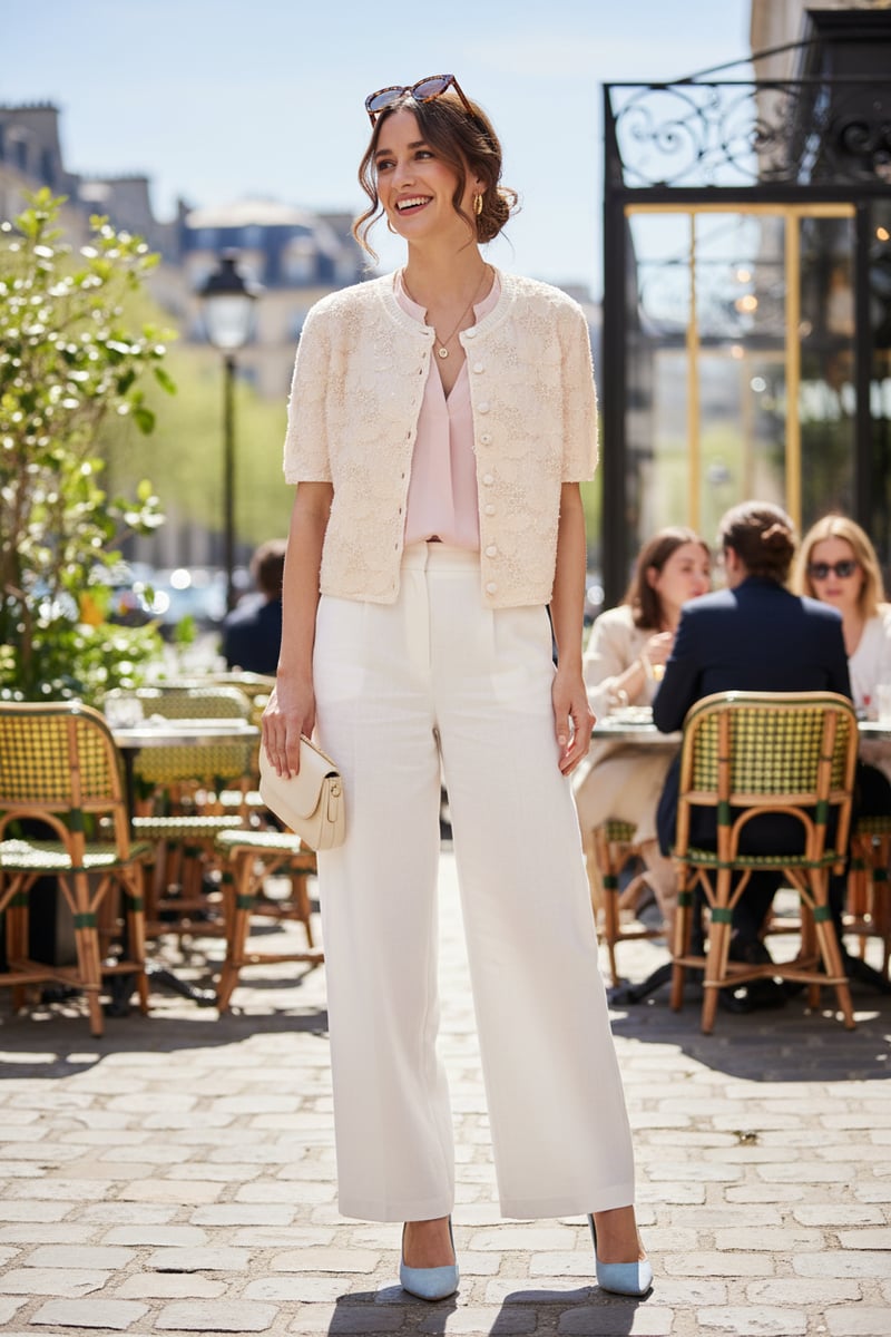 Beige Floral Textured Button-Front Cardigan