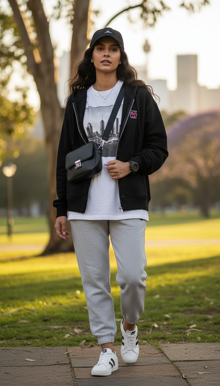 Black Zip-Up Cotton Terry Hoodie