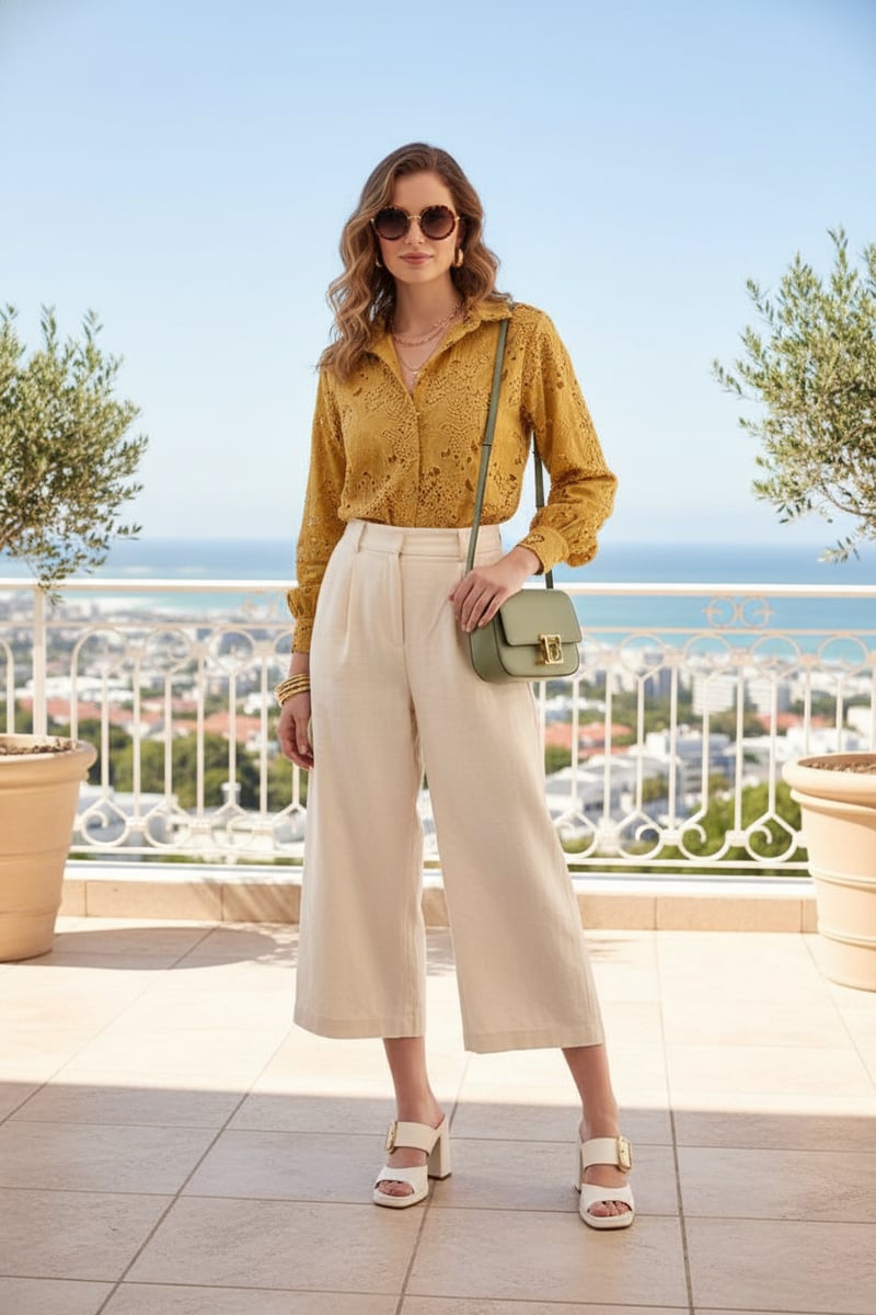 Yellow Cutwork Oversized Shirt