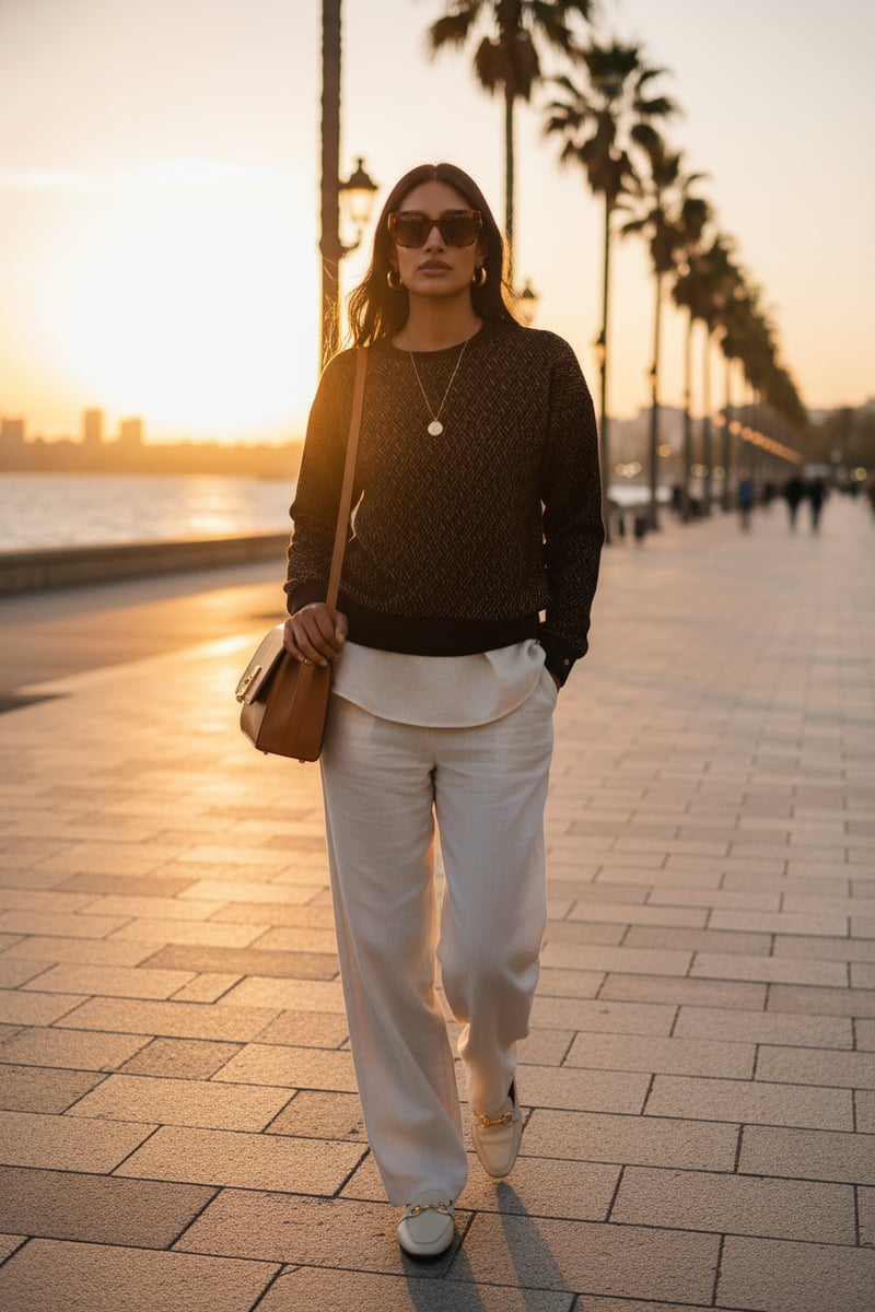 Black Geometric Lurex Shimmer Pullover Sweater