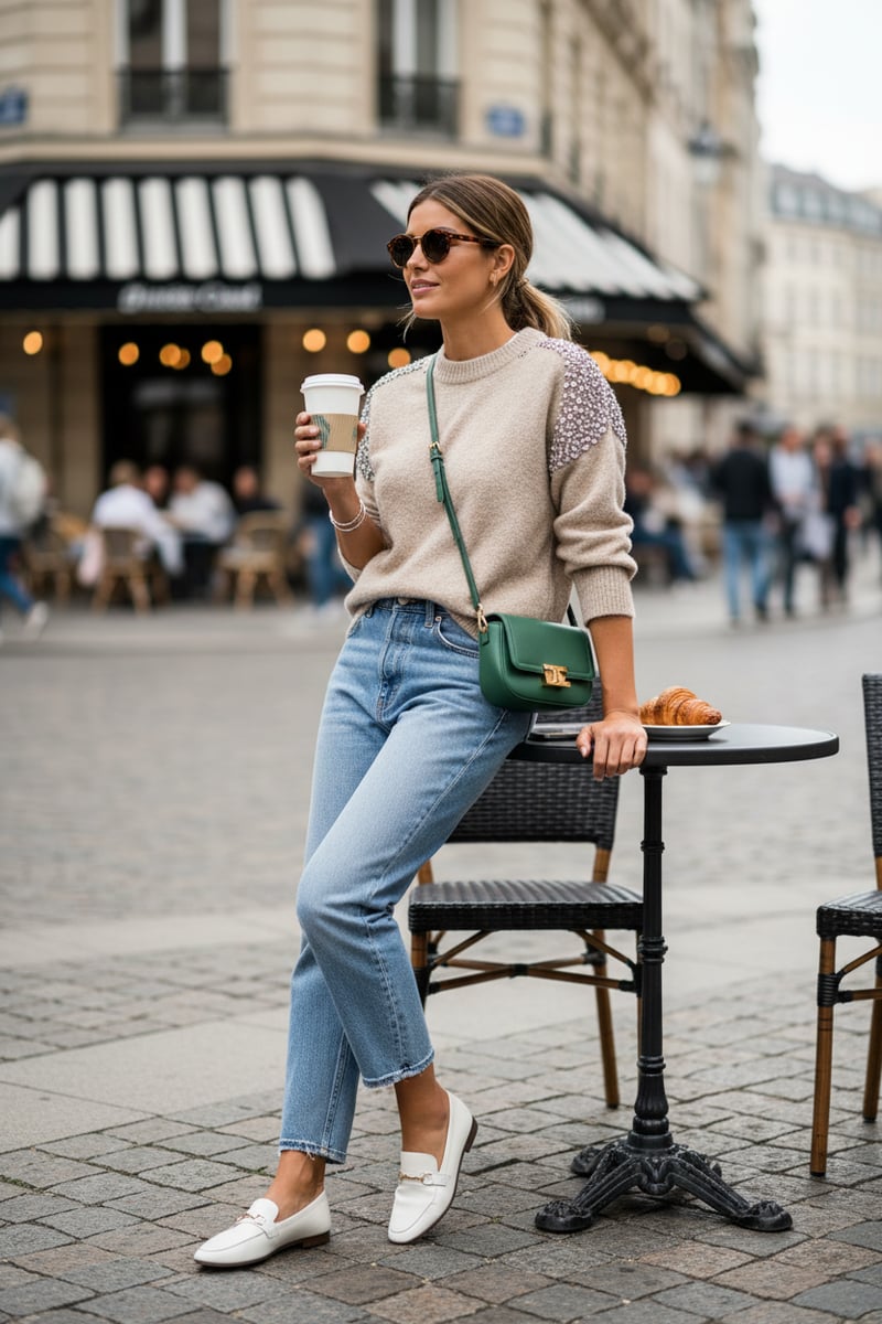 Oatmeal Embellished Trim Cosy Knit Jumper