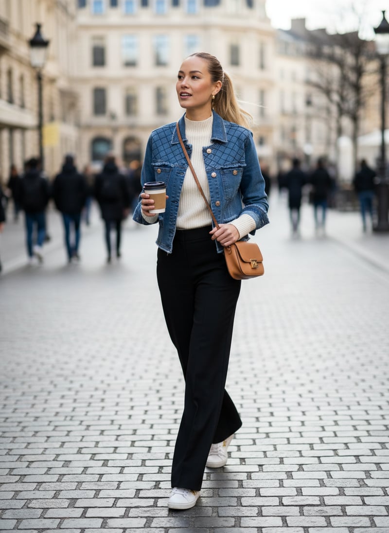 Blue Denim Jacket with Embroidered Yoke and Jewel Buttons
