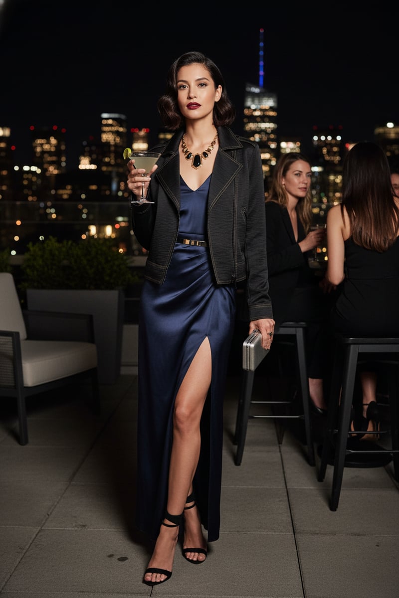 Black Cropped Zip-Front Lapel Collar Jacket