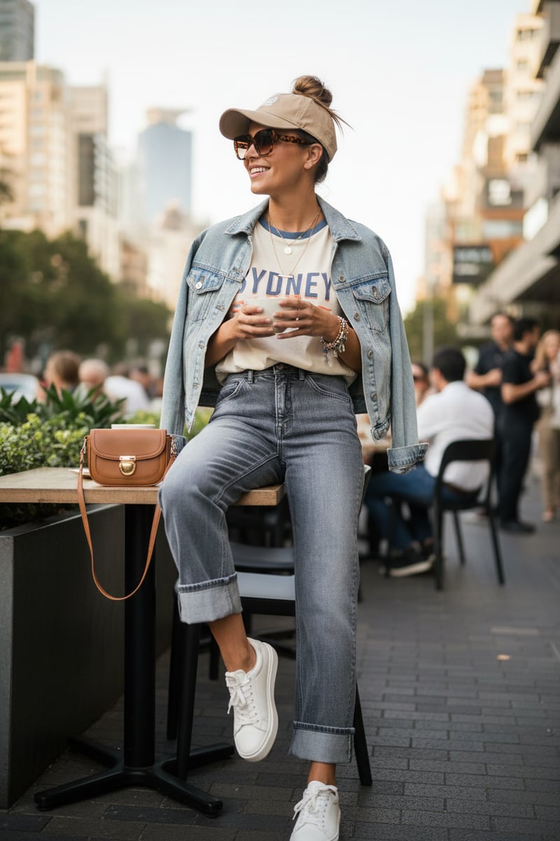 Light Grey High-Rise Straight-Leg Jeans with Cuffed Hem