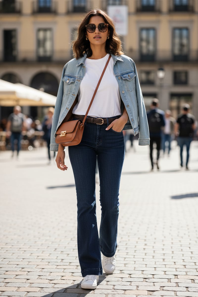 Dark Wash High-Rise Flared Jeans
