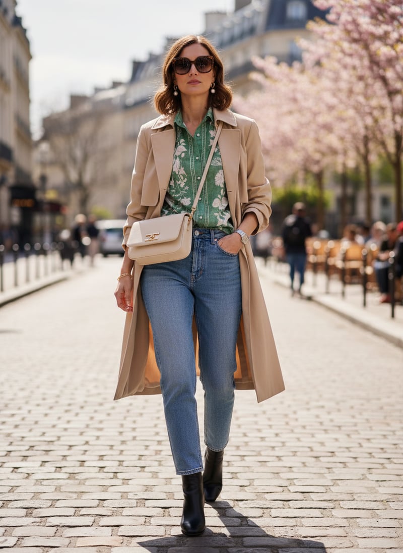 Green Floral Printed Button-Down Shirt