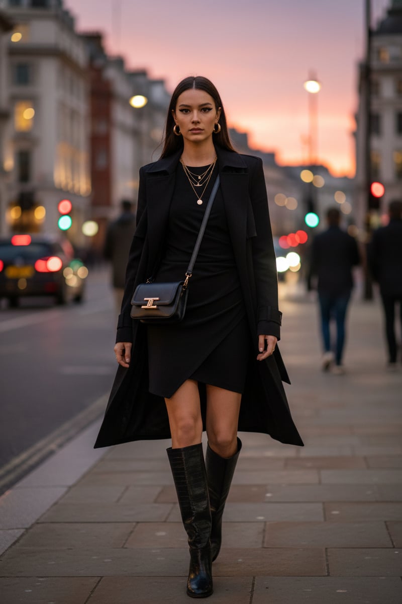 Black Bodycon Mini Dress with Draped Waist