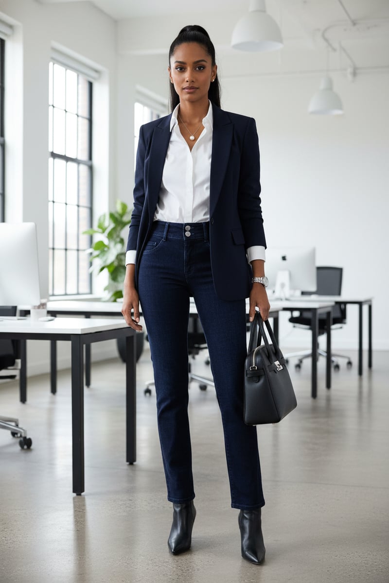 Dark Wash High-Rise Straight-Leg Jeans