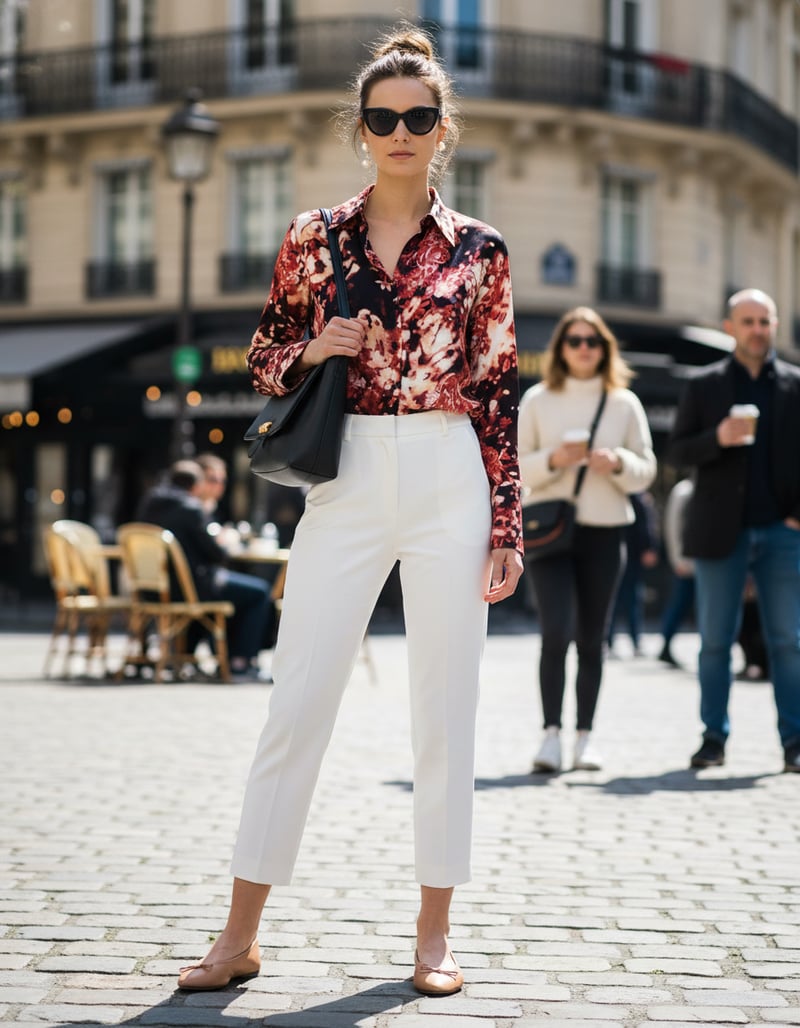 Red and Black Floral Printed Button-Down Shirt