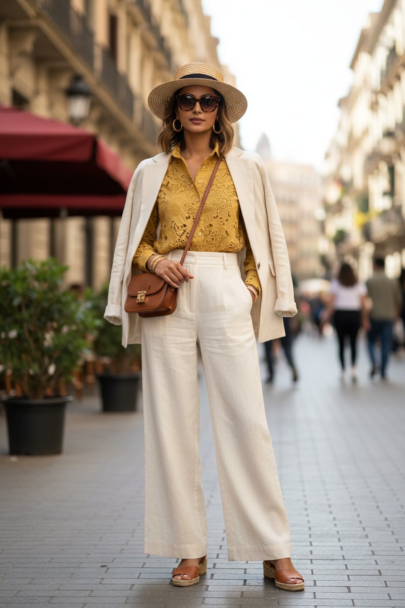 Yellow Cutwork Oversized Shirt