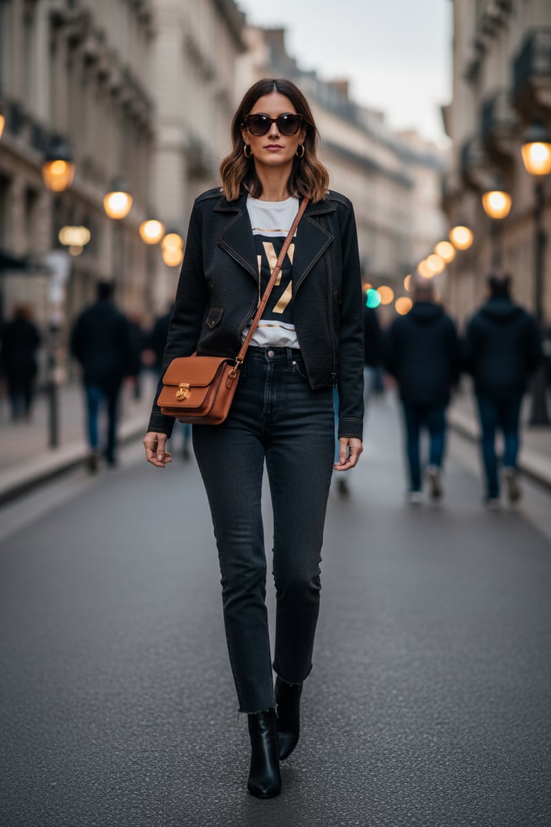 Black Cropped Zip-Front Lapel Collar Jacket