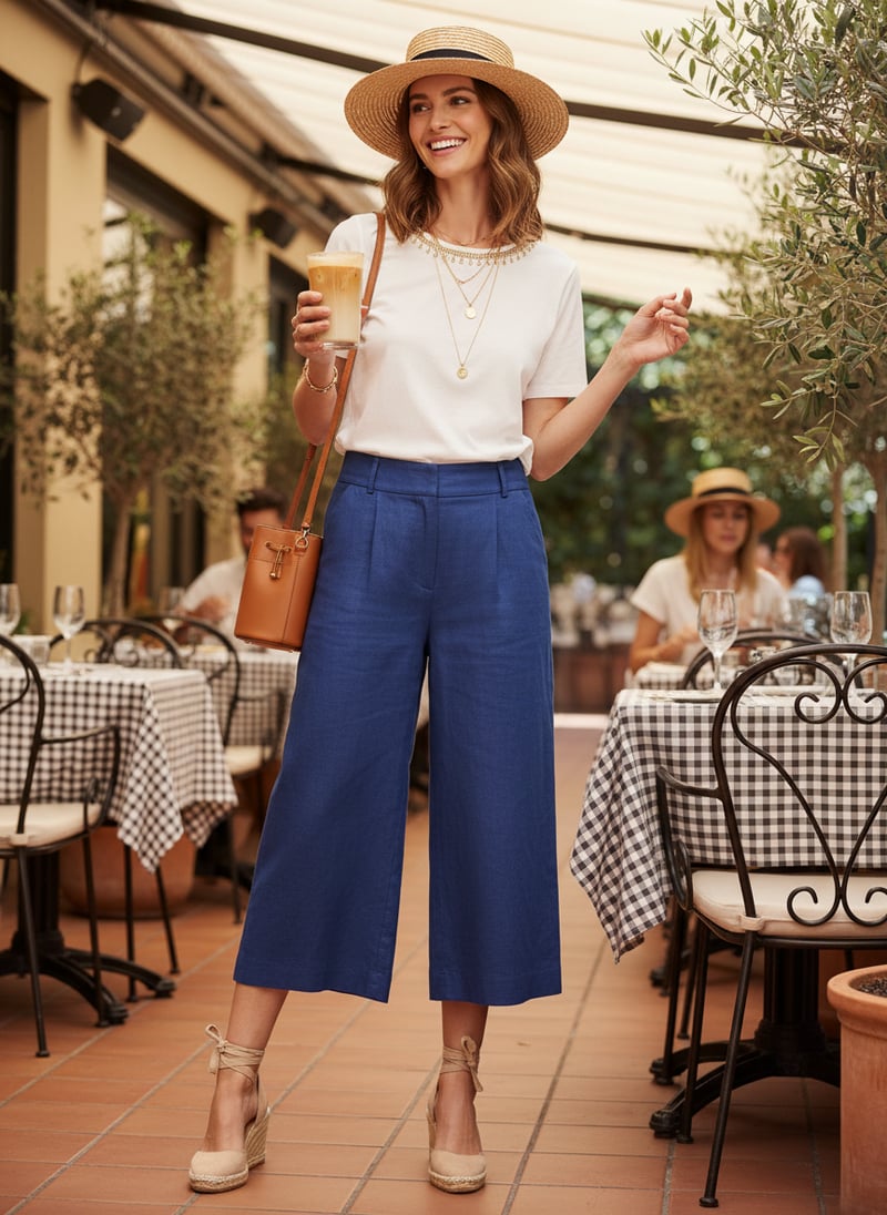 White Crew-Neck T-Shirt with Embellished Neckline