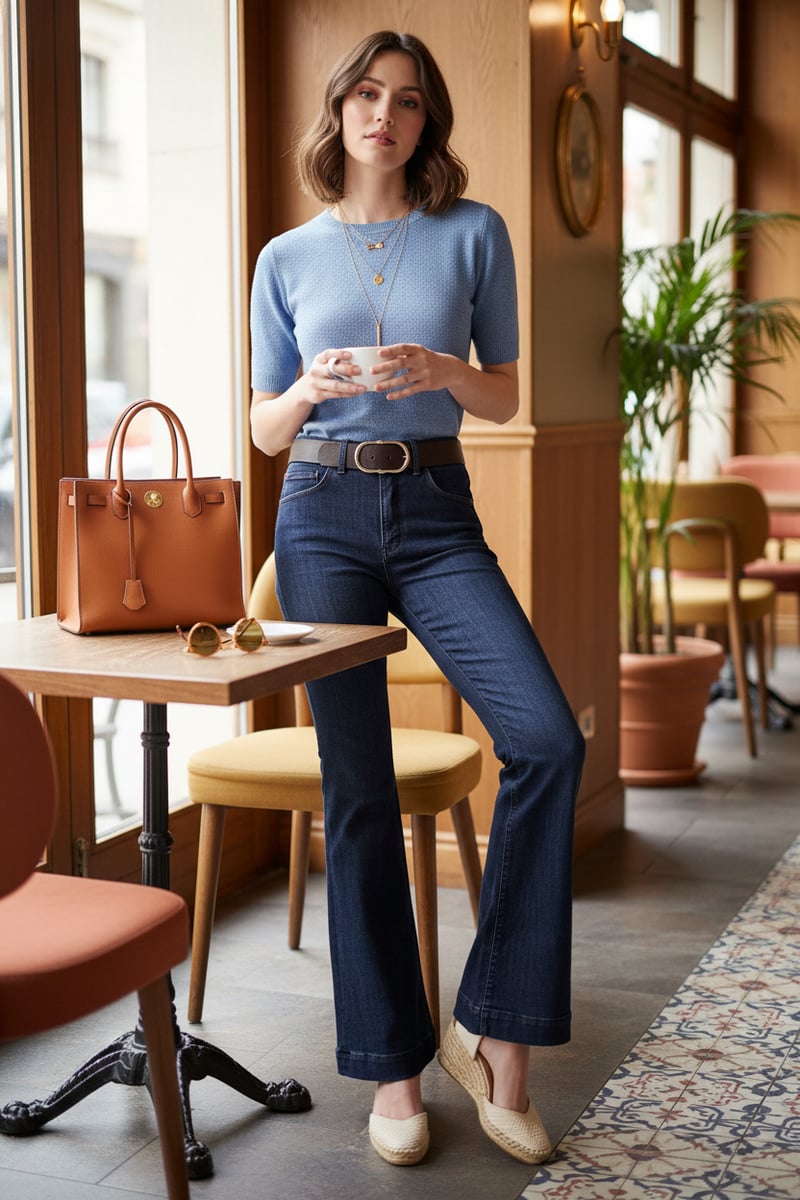 Dark Wash High-Rise Flared Jeans