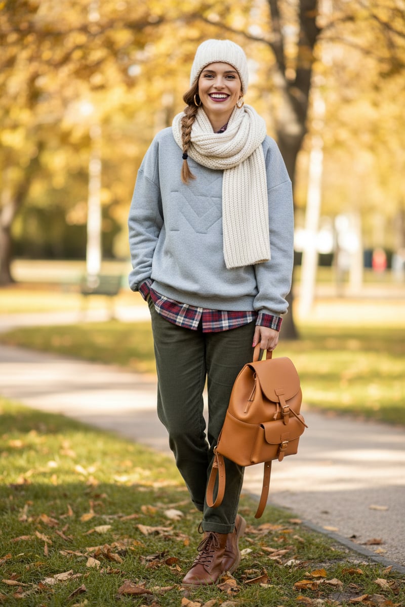 Light Grey Relaxed-Fit Crewneck Sweatshirt