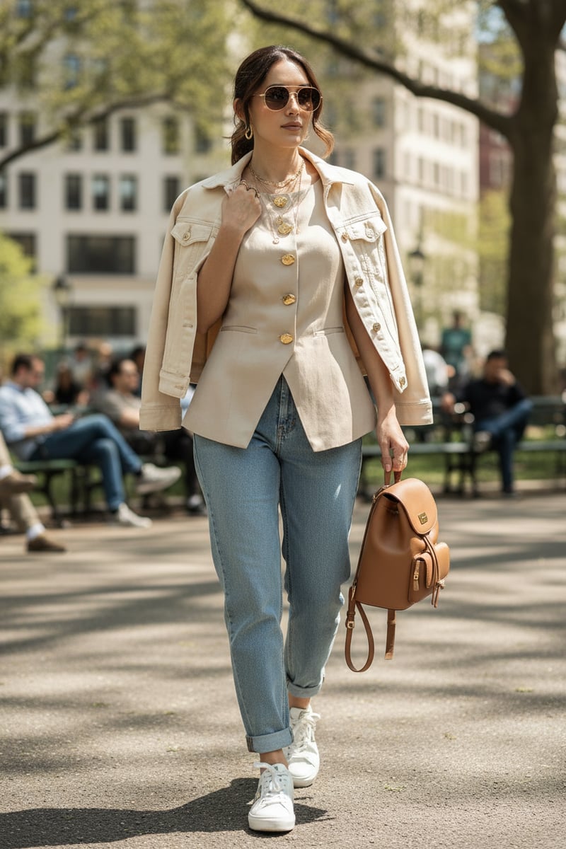 Champagne Tailored Slim-Fit Statement Button Waistcoat