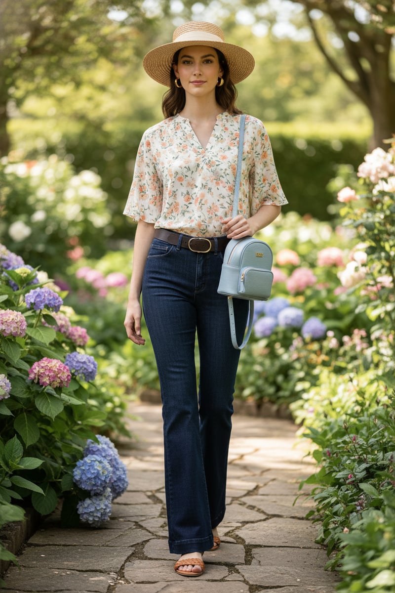 Dark Wash High-Rise Flared Jeans